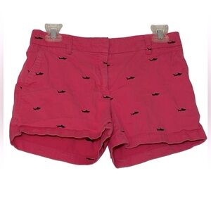 Women’s British Khaki Shark‎ Print Shorts Size 2 Red And Navy